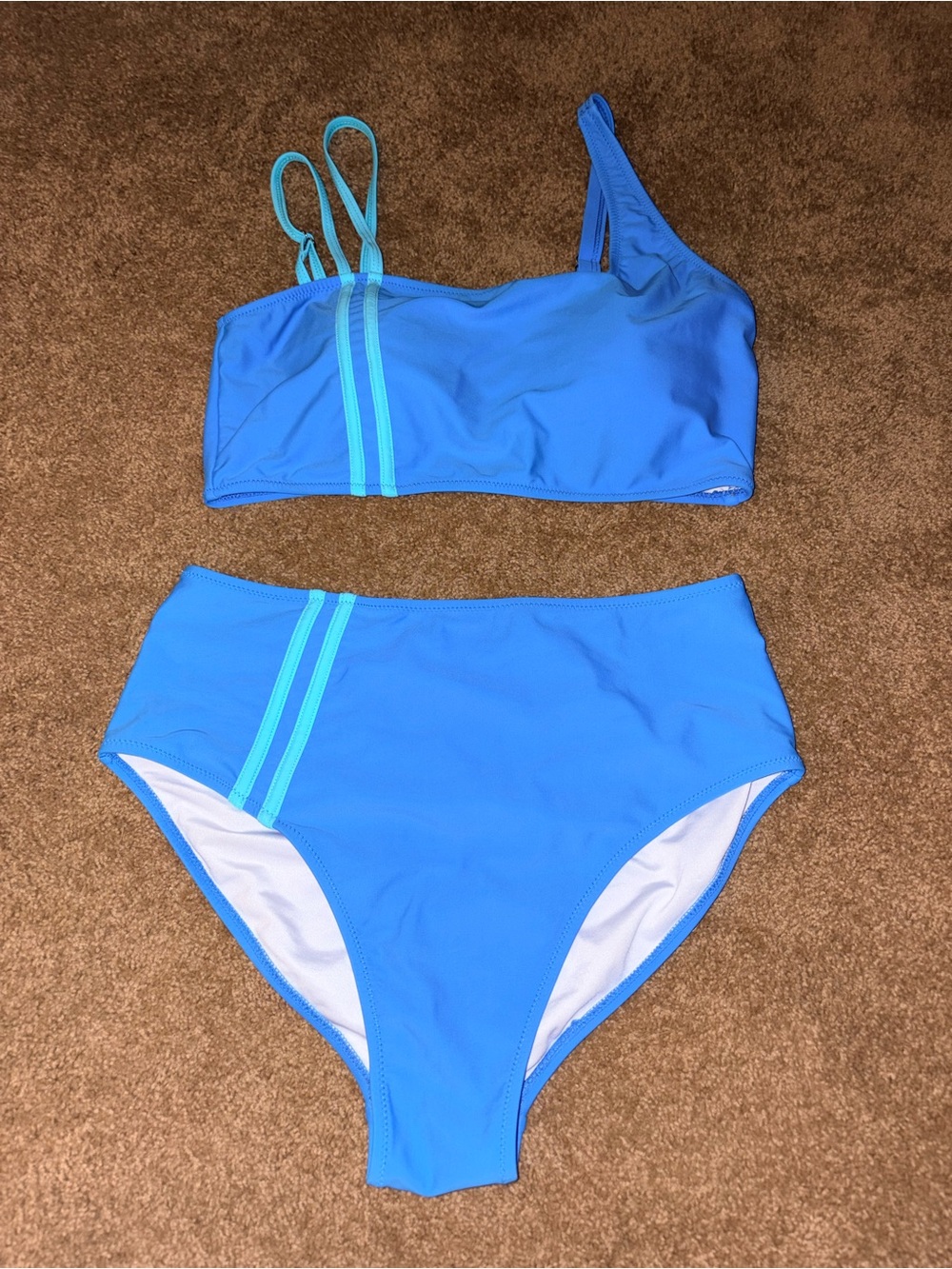 Blue High-Waist Two-Piece Swim Set